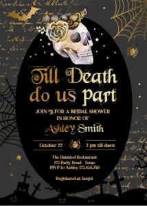 Invitation Adult Halloween Skull Bride Till Death Do us Part 0472 design preview