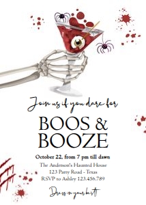 Invitation Halloween Cocktail Red Boos and Booze 0472 design preview