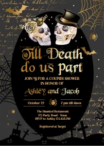 Invitation Adult Halloween Skulls Bride Till Death Do us Part 0472 design preview