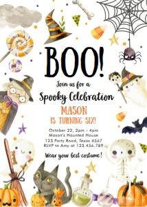 Invitation Boo Spooky Celebration Birthday 0475 design preview