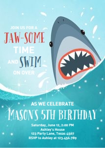 Birthday Invitation Shark Jaw-some time 0089 design preview