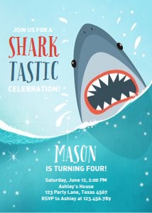 Birthday Invitation Shark Sharktastic 0089 design preview