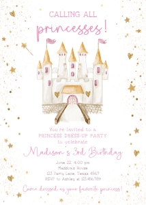 Birthday Invitation Castle Calling All Princesses 0477 design preview