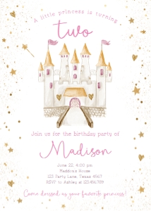 Birthday Invitation Castle Little Princess Two 0477 design preview