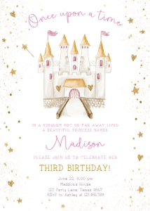 Birthday Invitation Castle Once Upon A Time 0477 design preview