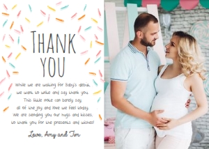 Baby Sprinkle Baby Shower Thank You Card White 0216 - Photo design preview
