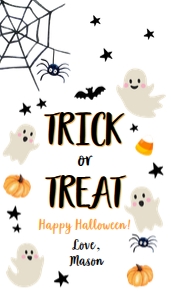 Favor Tag Ghost Halloween Trick or Treat White 0418 design preview