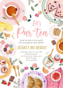 Birthday Invitation Tea Pastry Lets Party 0478 design preview