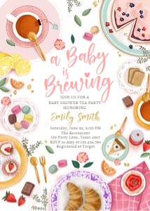 Baby Shower invitation Tea Pastry Baby is Brewing 0478 design preview
