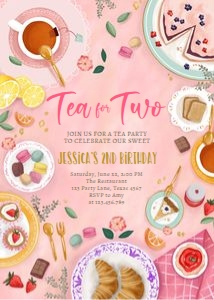 Birthday Invitation Tea Pastry Tea for Two Pink 0478 design preview