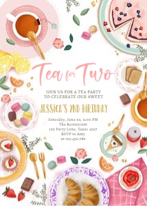 Birthday Invitation Tea Pastry Tea for Two 0478 design preview