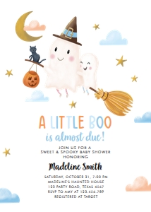 Baby Shower Invitation Little Boo Ghosts Boy 0479 design preview