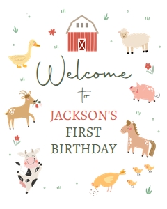 Birthday Welcome Sign Farm Simple Boy White 0436 design preview