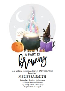 Baby Shower Invitation Witches Kettle Baby is Brewing 0480 design preview