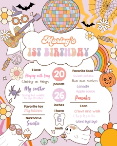 Birthday Milestone Sign Retro Halloween 0471 design preview