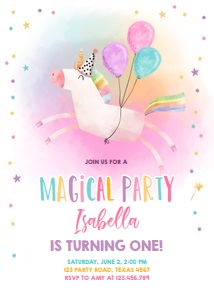 Birthday Invitation Unicorn Colors 0336 design preview