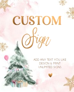 Custom Sign Winter Tree Watercolor Pink Gold 0363 design preview