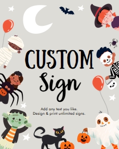 Custom Sign Halloween Costume Kids Grey 0473 design preview