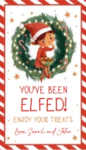 Favor Tag Elf Wreath You've Been Elfed Boy 0481 design preview