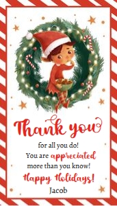 Favor Tag Elf Wreath Thank You Boy 0481 design preview