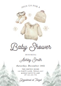 Baby Shower Invitation Winter Clothes Neutral 0491 design preview