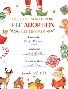 Elf Adoption Certificate Holidays 0445 design preview