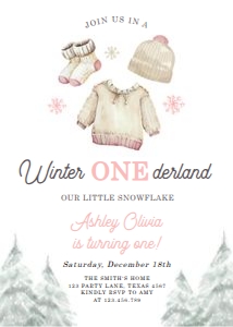 Birthday Invitation Winter Onederland Clothes Girl 0491 design preview