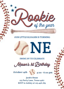 Birthday Invitation Baseball Rookie of The Year 0492 - Photo Back design preview