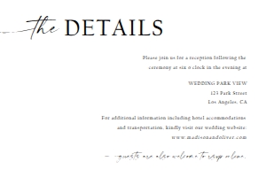 Minimalist Wedding Details Card 0493 design preview