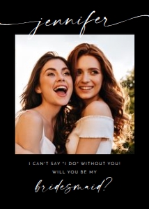 Minimalist Bridesmaid Proposal Card Black design preview