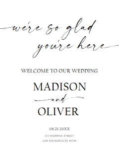 Minimalist Wedding Welcome Sign We're so glad 0493 design preview