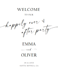 Minimalist Wedding Welcome to our Happily Ever After Party Sign 0493 design preview