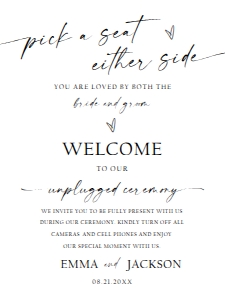 Minimalist Wedding Pick a Seat Sign 0493 design preview