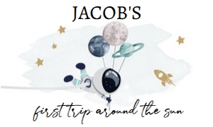 Backdrop Banner Space Planets Astronaut Balloons Blue White Boy Gold 0366 design preview