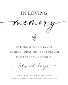 Minimalist In Loving Memory Sign 0493 design preview