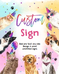 Custom Editable Sign Pawty Animals Cats and Dogs 8x10 0460 design preview