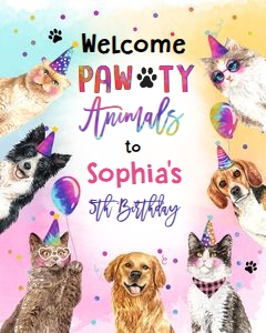 Welcome Sign Pawty Animals Cats and Dogs 0460 design preview