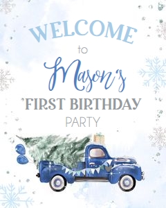 Welcome Sign Winter Truck Blue 0495 design preview