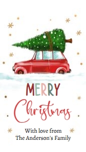 Favor Tag Merry Christmas Car with Tree 0443 design preview