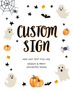 Custom Editable Sign Halloween Ghost White 0418 design preview