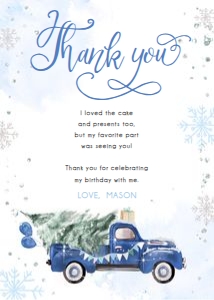Thank You Card Winter Truck Blue 0495 design preview