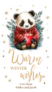 Favor Tag Warm Wishes Panda Cocoa 0443 design preview