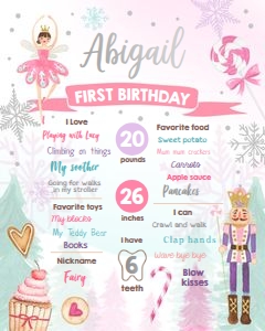 Birthday Milestone Sign Nutcracker Sweets Silver 0352 design preview