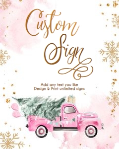 Custom Editable Sign Winter Truck Pink 0495 design preview