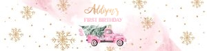 Water Bottle Label Winter Truck Pink 0495 design preview