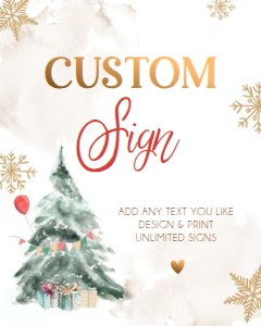 Custom Sign Winter Tree Watercolor Red Gold 0363 design preview