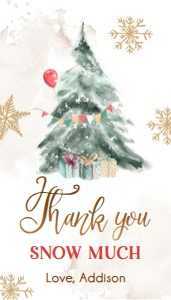 Favor Tag Thank You Winter Tree Watercolor Neutral Birthday Gold 0363 design preview