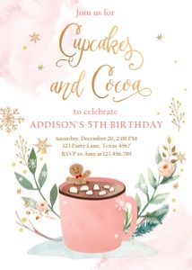 Birthday Invitation Cupcakes and Cocoa Pink Mug 0353 design preview