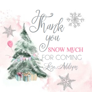 Tag Winter Tree Watercolor Birthday Pink Silver 0363 design preview