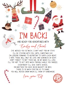 Letter I'm Back From Your Elf Christmas Mix White 0496 design preview